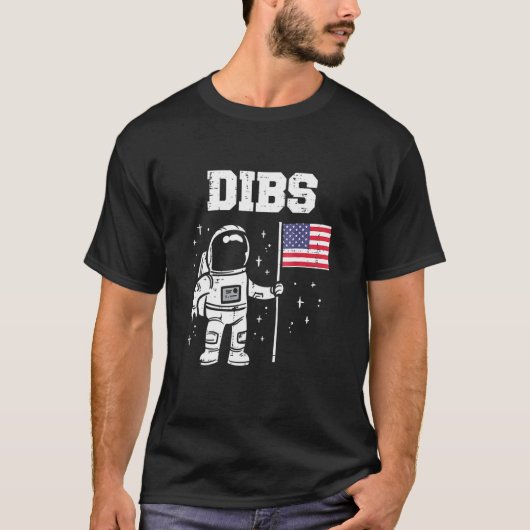 Dibs Moon Astronaut US American Flag Fan 4. Ju T-Shirt (Vorderseite)
