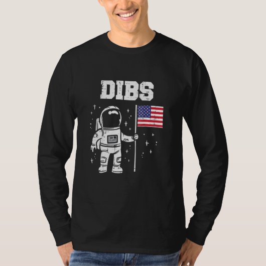 Dibs Moon Astronaut US American Flag Fan 4. Ju T-Shirt (Vorderseite)