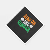 Dibs on Ginger Retro Irish Flag Funny St Patri Serviette (Ecke)