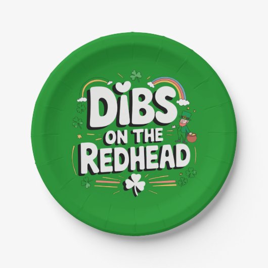Dibs on the Redhead Funny St Patrick's Day Pappteller (Vorderseite)