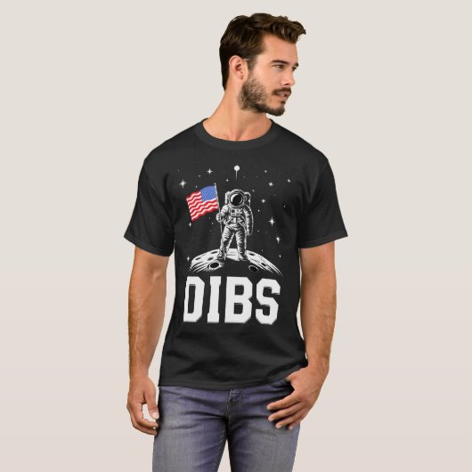 Dibs Patriotic American Moon Landing T-Shirt (Vorne ganz)