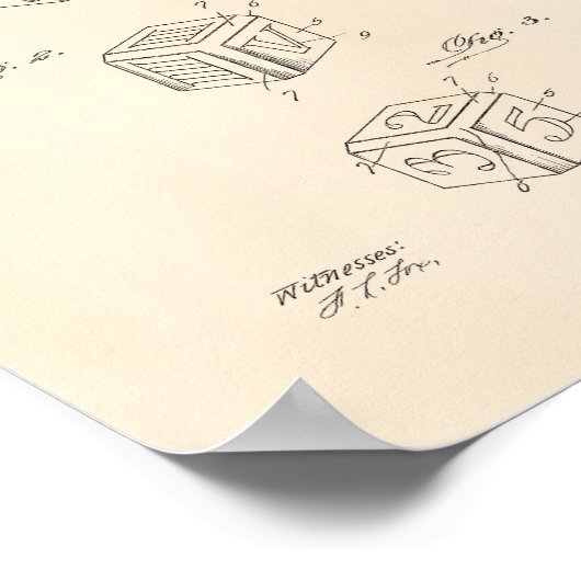 Dice 1925 Patent Art Old Peper Poster (Ecke)