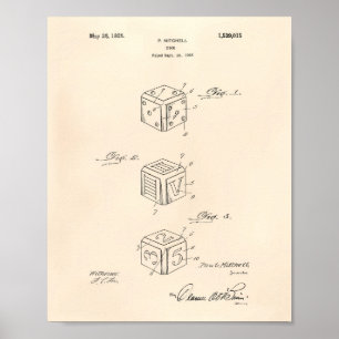 Dice 1925 Patent Art Old Peper Poster