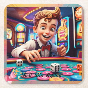 "Dice Delight 3D" Rechteckiger Pappuntersetzer