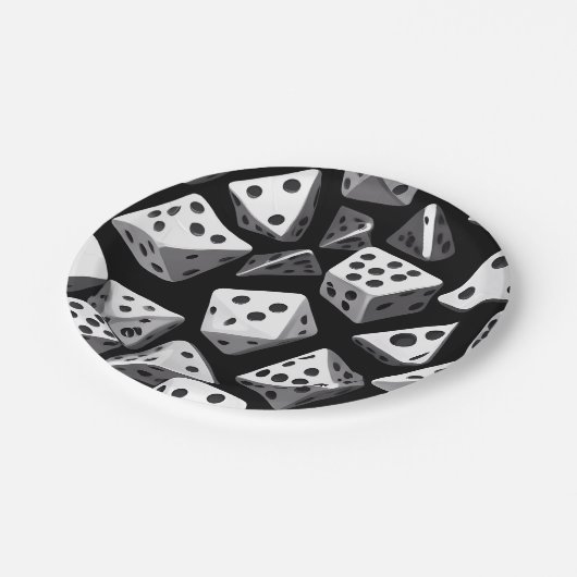 Dice Delight: Eine geometrische Kaskade Pappteller (Schrägansicht)