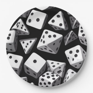 Dice Delight: Eine geometrische Kaskade Pappteller