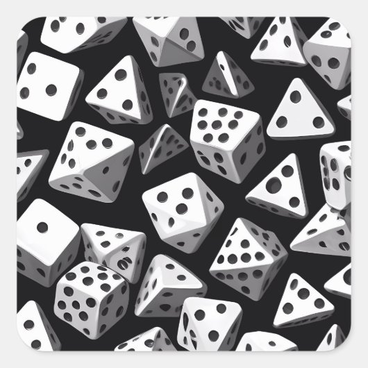 Dice Delight: Eine geometrische Kaskade Quadratischer Aufkleber (Vorderseite)