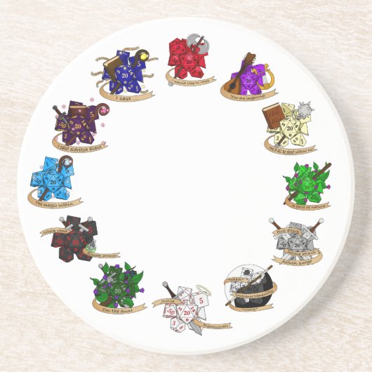 Dice-Designs für Dungeons und Dragons Getränkeuntersetzer (Vorne)