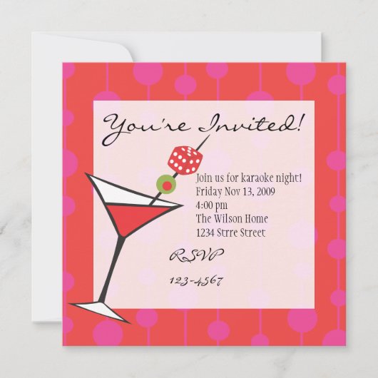 Dice Martini Einladung (Vorderseite)