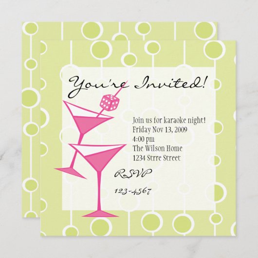 Dice Martini Einladung (Vorne/Hinten)