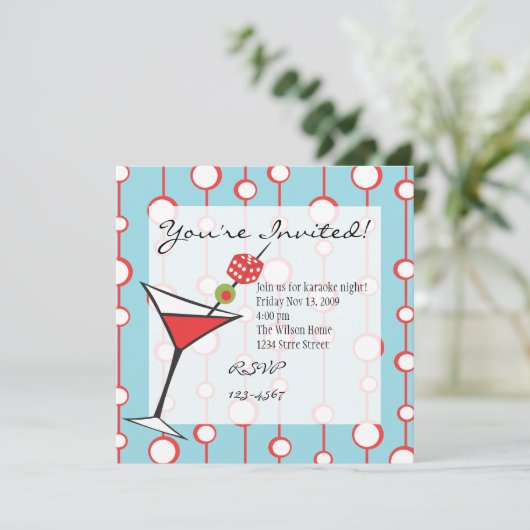 Dice Martini Einladung (Stehend Vorderseite)