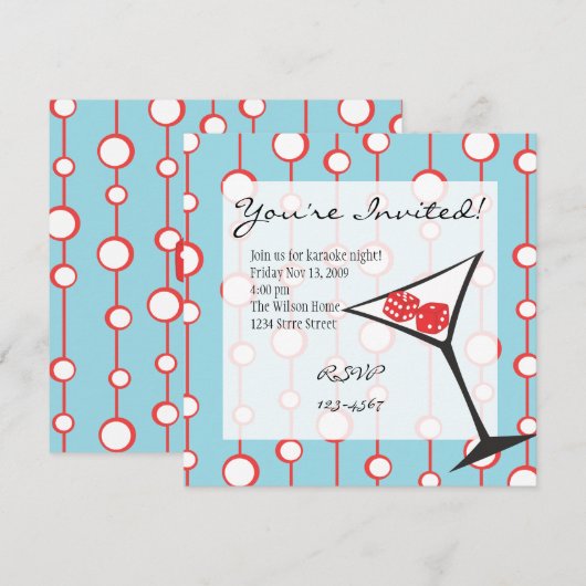 Dice Martini Einladung (Vorne/Hinten)