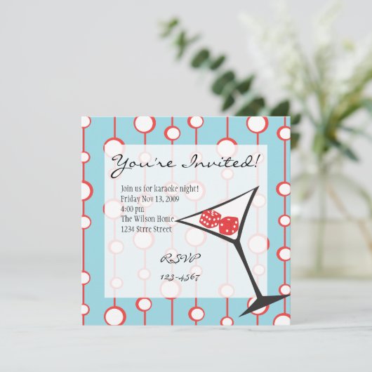 Dice Martini Einladung (Stehend Vorderseite)