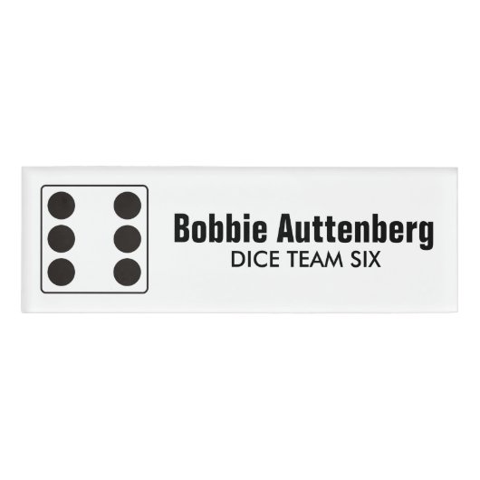 DICE Nummer der Pips schwarz 6 + Ihr Backgr. Idee Namenschild (Vorderseite)