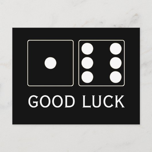 DICE-Nummer der Pips weiß 1 + 6 + Ihr Text Postkarte (Vorderseite)