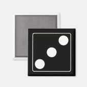 DICE Nummer der Pips weiß 3 + Ihr Backgr. Magnet (Vorderseite/Rückseite)