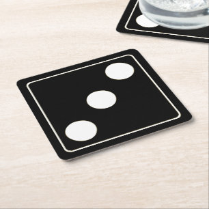 DICE Nummer der Pips weiß 3 + Ihr Backgr. Rechteckiger Pappuntersetzer