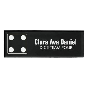 DICE Nummer der Pips weiß 4 + Ihr Backgr. Idee Namenschild