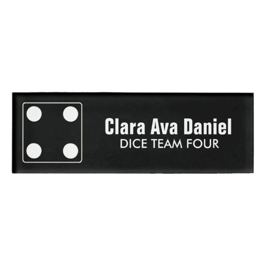 DICE Nummer der Pips weiß 4 + Ihr Backgr. Idee Namenschild (Vorderseite)