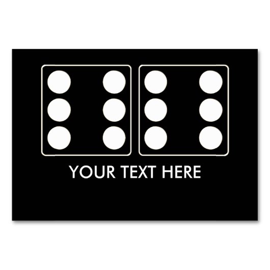 DICE-Nummer der Pips weiß 6 + 6 + Ihr Text Tischnummer (Vorderseite)