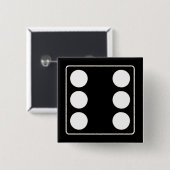 DICE Nummer der Pips weiß 6 + Ihr Backgr. Button (Vorne & Hinten)