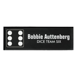 DICE Nummer der Pips weiß 6 + Ihr Backgr. Idee Namenschild