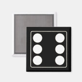 DICE Nummer der Pips weiß 6 + Ihr Backgr. Magnet (Vorderseite/Rückseite)