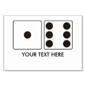 DICE-Nummern der Pips 1 + 6 + Ihr Text Tischnummer (Vorderseite)