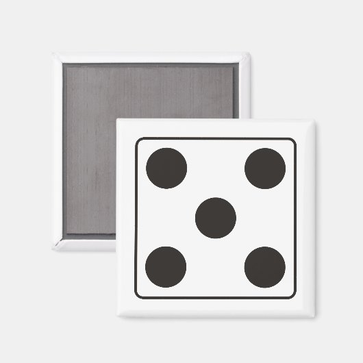 DICE-Nummern der Pips 5 + Ihr Backgr. Magnet (Vorderseite/Rückseite)