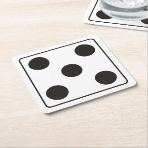 DICE-Nummern der Pips 5 + Ihr Backgr. Rechteckiger Pappuntersetzer