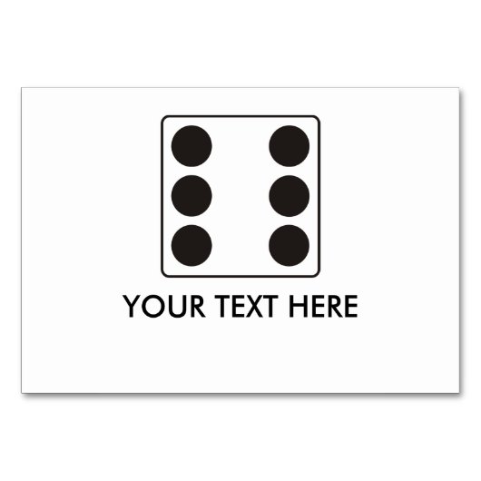 DICE-Nummern der Pips 6 + Ihr Text Tischnummer (Vorderseite)