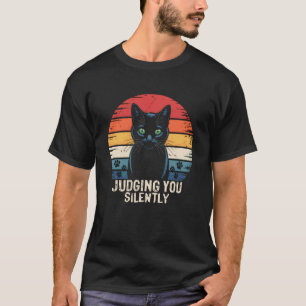 Dich schweigend beurteilend Lustige Vintage-Katze T-Shirt