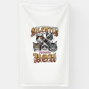 Dich stillschweigend verurteilendes Vintage-Katze- Banner