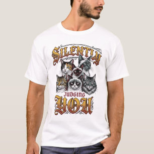Dich stillschweigend verurteilendes Vintage-Katze- T-Shirt