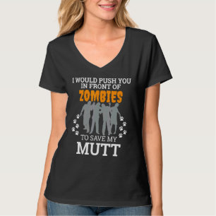 Dich vor Zombies schubsen Mein Mischlingshund Hall T-Shirt
