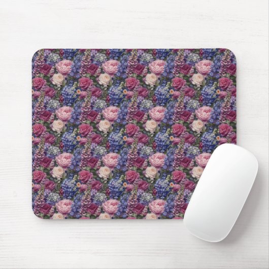 Dichte englische Gartenblumenanordnung Mousepad (Mit Mouse)