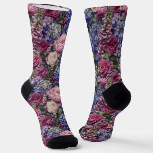 Dichte englische Gartenblumenanordnung Socken