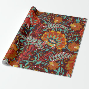 Dichte florale Ornamente handgezeichnete Fantasieb Geschenkpapier