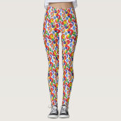 Dichte Retro-Primärfarben-Abstraktes Gekritzel Leggings (Vorderseite)