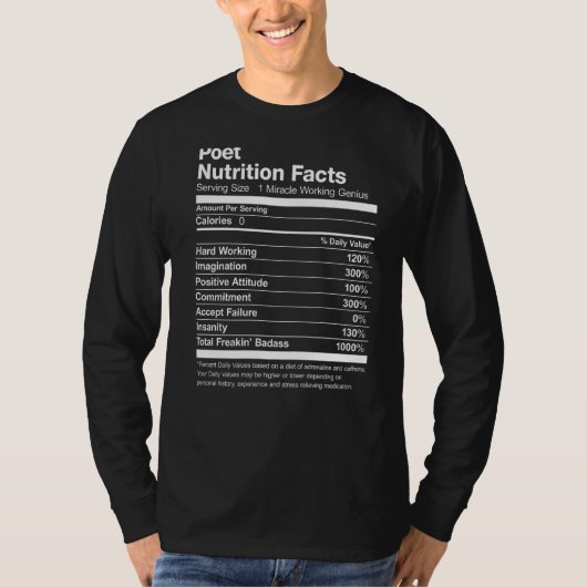 Dichter Ernährung Fakten Funny T-Shirt (Vorderseite)