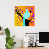 Dichter Partridge in einem gereizten schwarzen Bir Poster (Heimbüro)