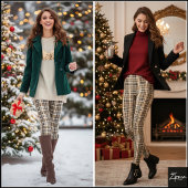 Dichtes Braun-Schwarz-Mini-Karomuster Leggings