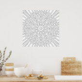 Dichtes Mosaik-Gitter-Mandala-Muster-Kunst-Design Poster (Küche)