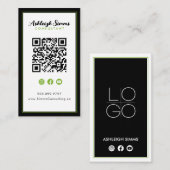 dick Border Connect in Social Media Green QR Visitenkarte (Vorne/Hinten)