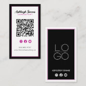 dick Border Connect in Social Media Pink QR Visitenkarte (Vorne/Hinten)
