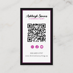 dick Border Connect in Social Media Pink QR Visitenkarte