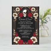 Dick Claret Ruby Heart Red Black Probe Dinner Einladung (Stehend Vorderseite)