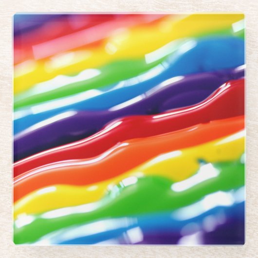 Dick Glossy farbige Paint Lines Glasuntersetzer (Vorderseite)