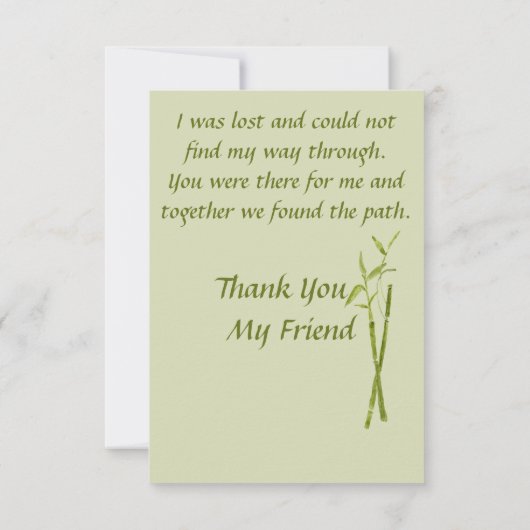 Dick Green Bamboo verbirgt den Pfad dank Ihrer Kar Dankeskarte (Rückseite)