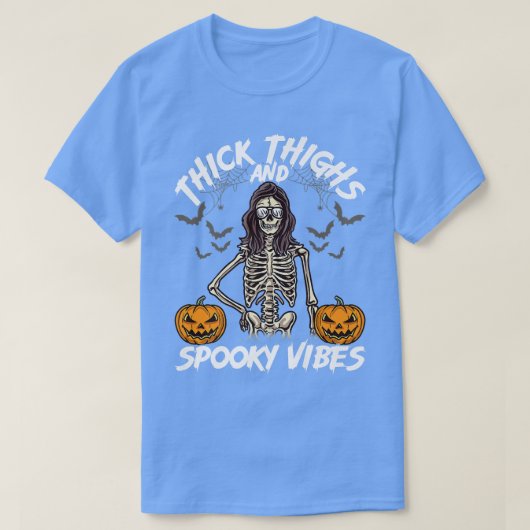 dick Oberschenkel und Spooky Vibes Funny Lady Skel T-Shirt (Design vorne)